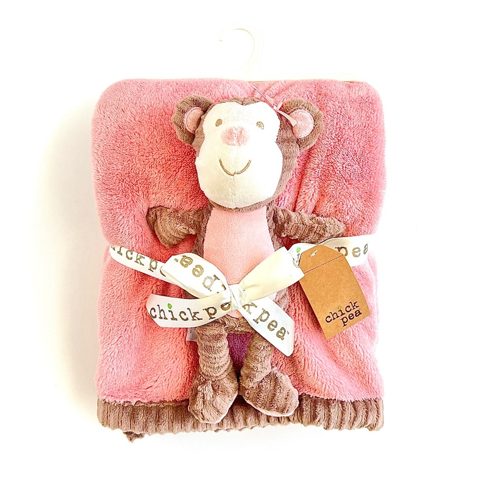 Chick Pea Baby Blanket & Plush Monkey Toy Set (NWT)